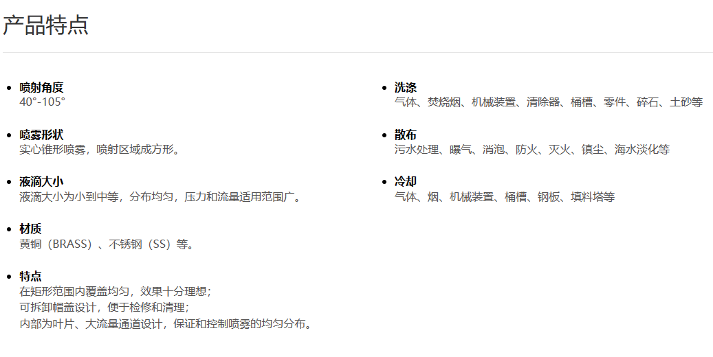 方形实心锥喷嘴